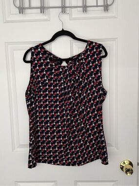Tommy Hilfiger Navy Sailboat Print Sleeveless Top